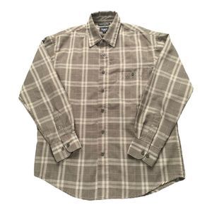 Mens Haggar Luxury Microfiber Brown Button Up Long Sleeve Shirt